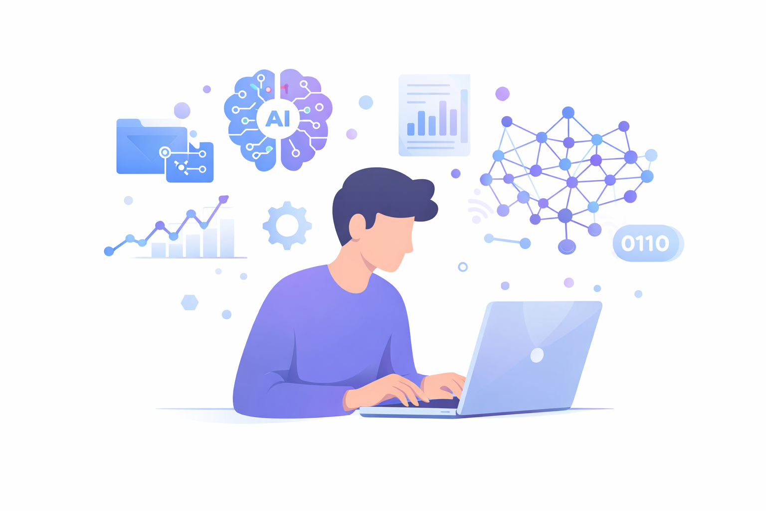 persona aprendiendo inteligencia artificial sin saber programar desde cero